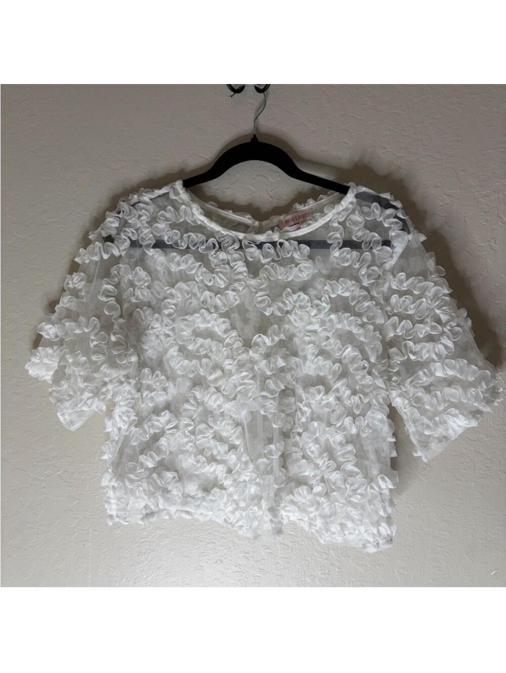 (Mele E Pere) Elegant Sheer Ruffled Blouse